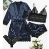 Customized cross-border trade one-piece consignment long-sleeved bathrobes, sexy and charming silk-like home wear, four-piece home wear Application Scenario